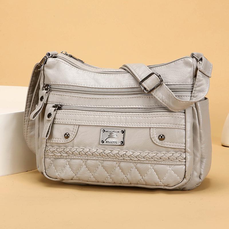 Women's bag new fashionable washed soft leather shoulder small bag double large capacity messenger bag women