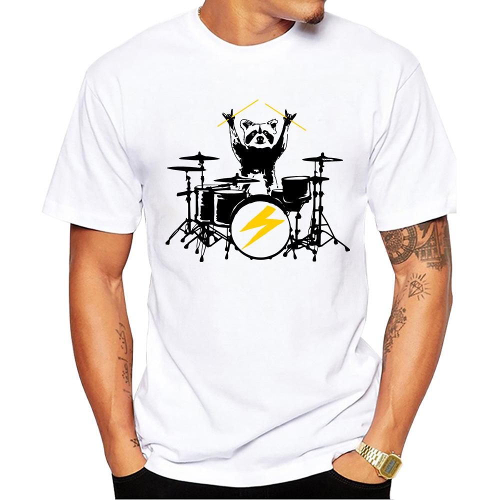 TEEHUB Vintage 3D Cat Play Guitar Men T-Shirt Fashion Streetwear Short Sleeve T Shirts Hipster Music Tee Cool Tops