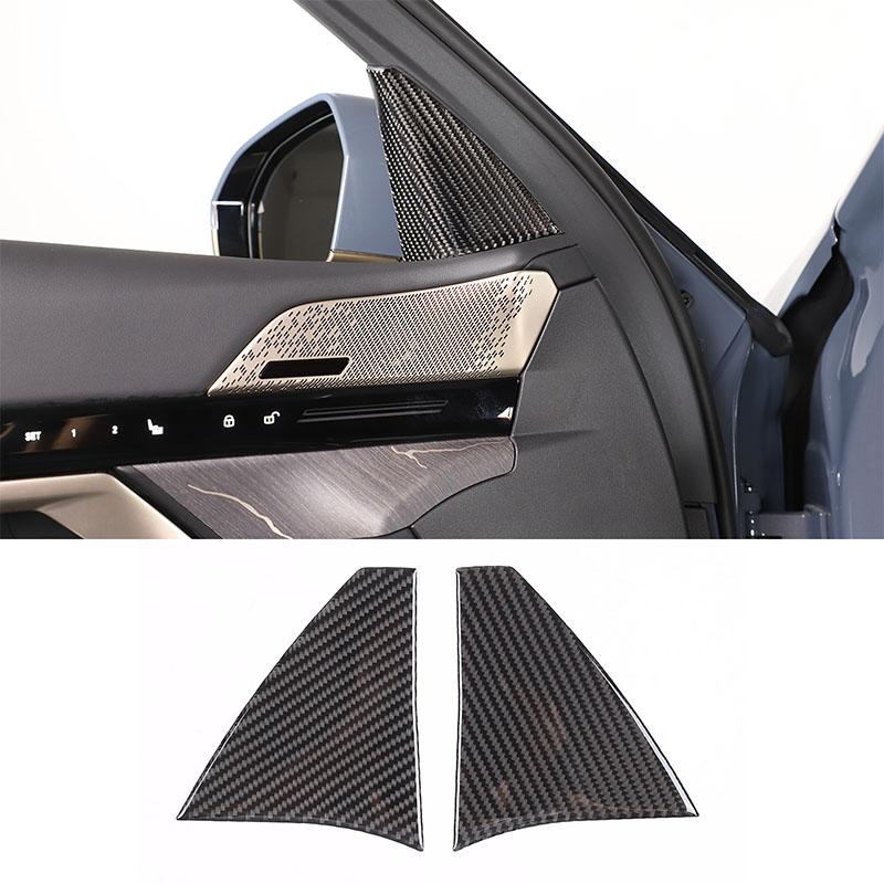 2x Soft Carbon Fiber Interior Car Door A-pillar Decorative Sticker Cover Trim Suitable for BMW 5 Series G60 +