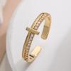 Brass Cross Zircon Open Cuff Ring Dainty Adjustable Stackable Ring Minimalist Religious Women Daily Finger Jewelry