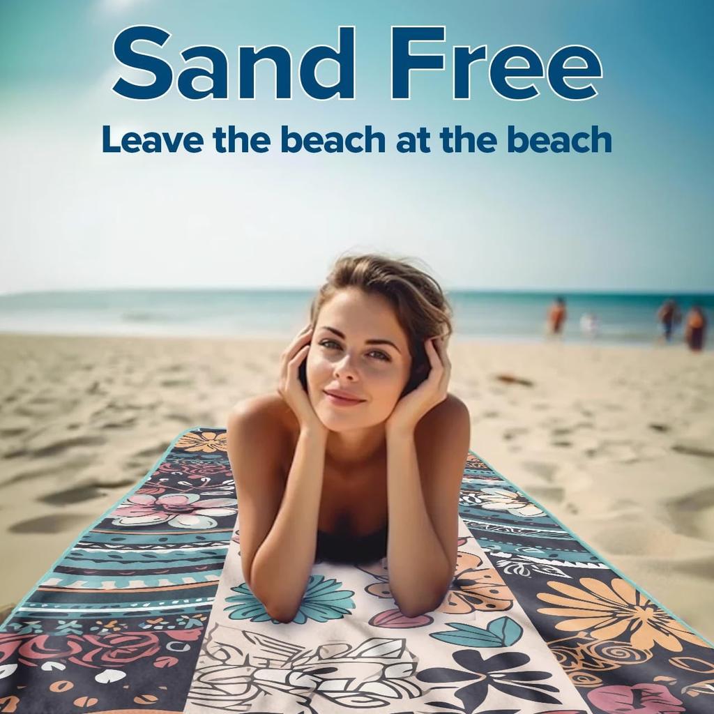 Flowers Pattern Beach Towel for Family Stuffs Friends Gifts Quick-Dry For Bath Yoga Tourism Beach GYM Camping Swimming Towel