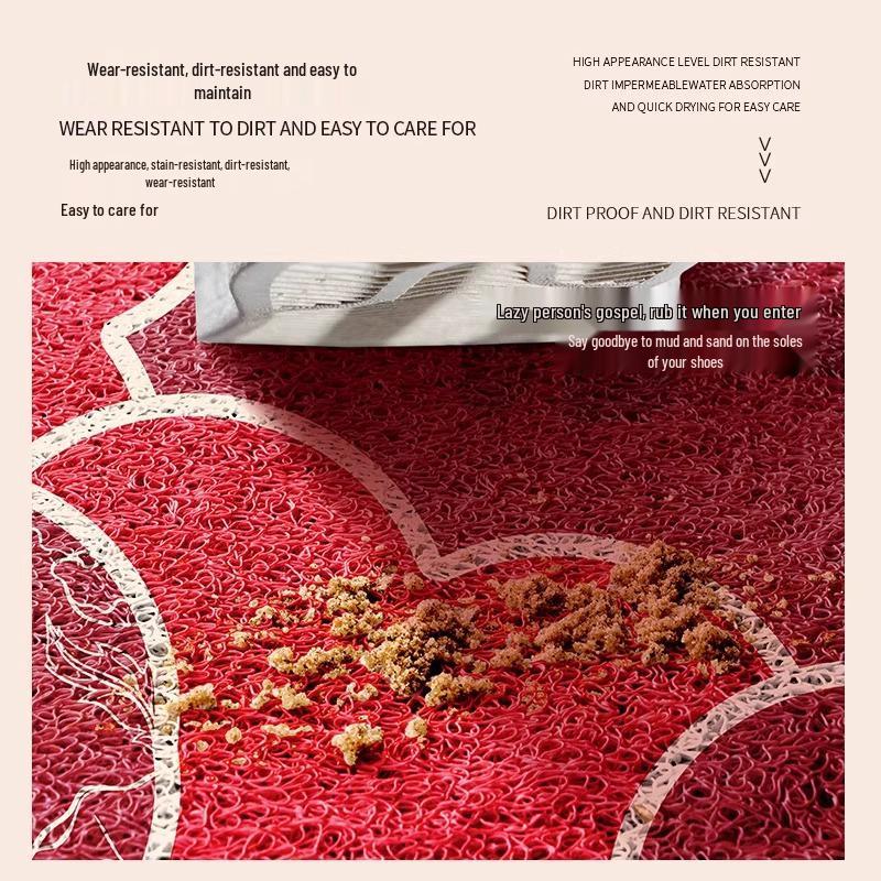 Red Coil Entrance Floor Mat - Cuttable, Dirt-Resistant Carpet for Hallways and Celebrations
