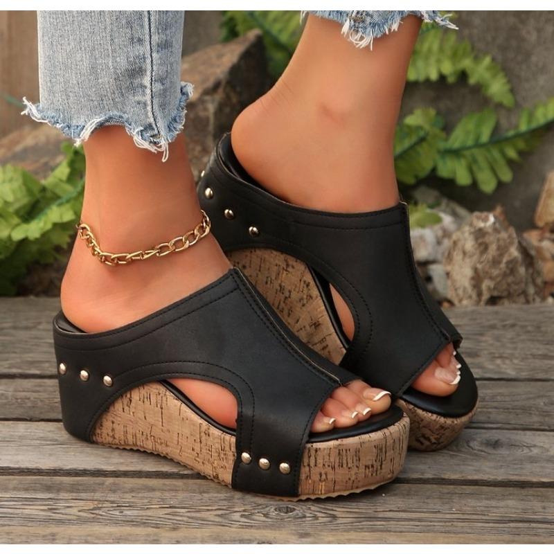 

Модные Роскошные Тапочки Римские Сандалии на Платформе с Открытым Носком Женские Летние Ретро Босоножки с Открытым Носком на Танкетке Повседневные Тапочки Шлепанцы Женские Zapatos De Mujer 36 чёрный