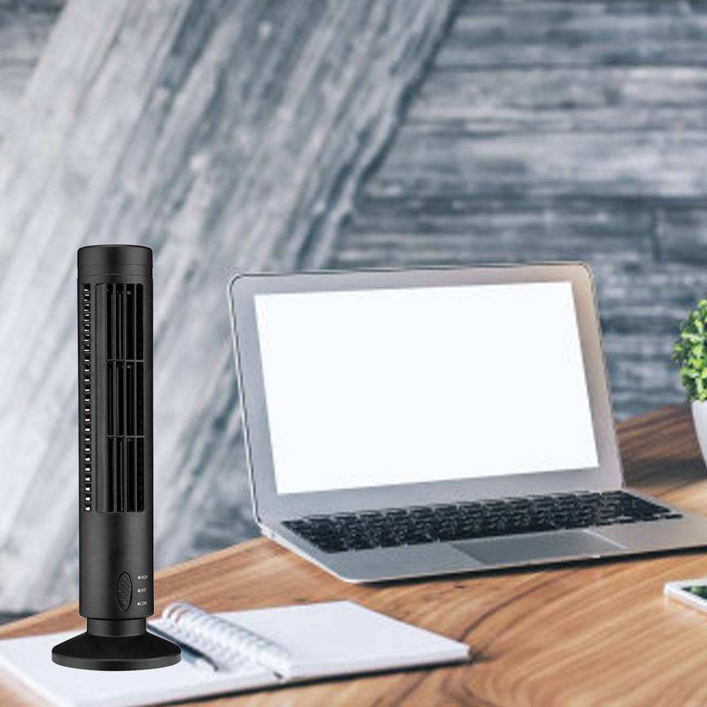 Desktop Tower Fan Bladeless Vertical Electric Fan for Study Dorm USB Plug In 5V