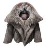 Womens Short Down Coat 2026 Winter Luxury Raccoon Fur Collar Wool Blend Oversized Warm Puffer Jacket