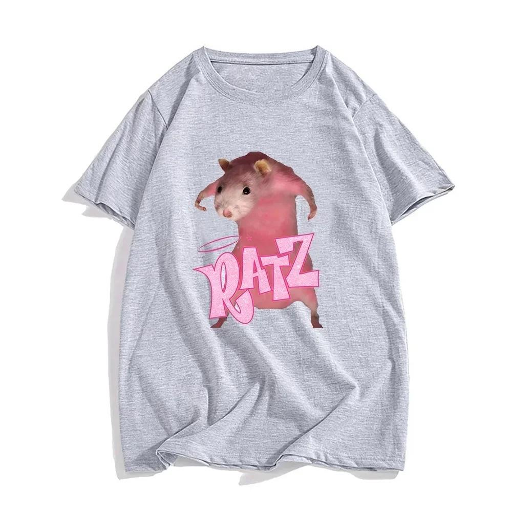 Women Ratz Mouse Cartoon Print T-Shirt Harajuku Cool Loose Short Sleeve Casual Streetwear Daily Fashion Basic Tee Top