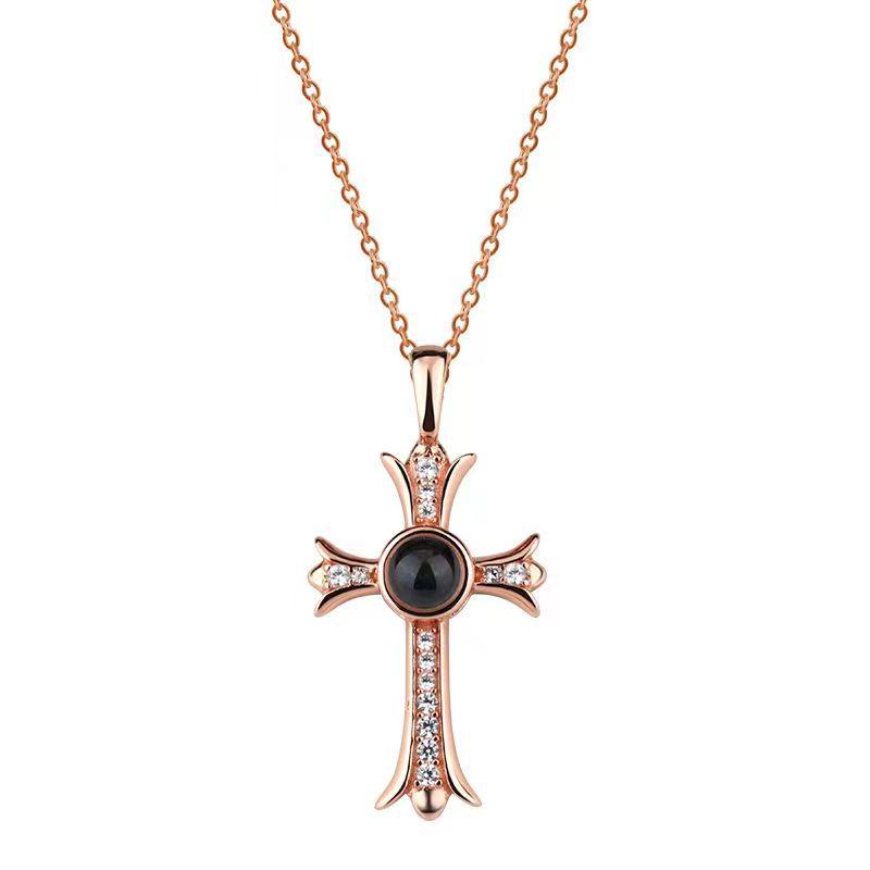 Multilingual Projection Necklace: Customizable Titanium Steel, Non-Fading, with Color Photo Engravings