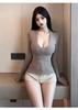 Women’s Deep V Slim Fit Long Sleeve Top - Sexy Brushed Base Layer T-shirt