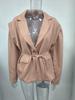 2025 Autumn/Winter European and American Women's Waist-Cinching Lace-Up Loose V-Neck Jacket