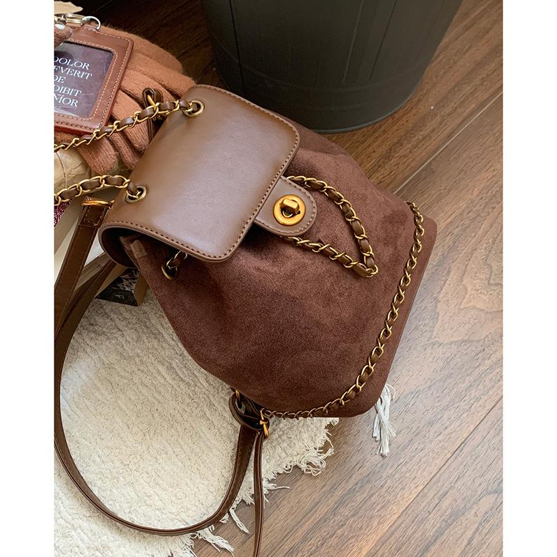 Retro Large-capacity Chain Backpack for Women, Large-capacity Bucket Bag