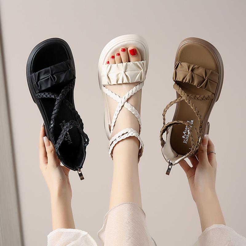 Fairy wind platform sandals female outer wear summer new 2025 Internet celebrity soft sole word with beach non-slip sandals