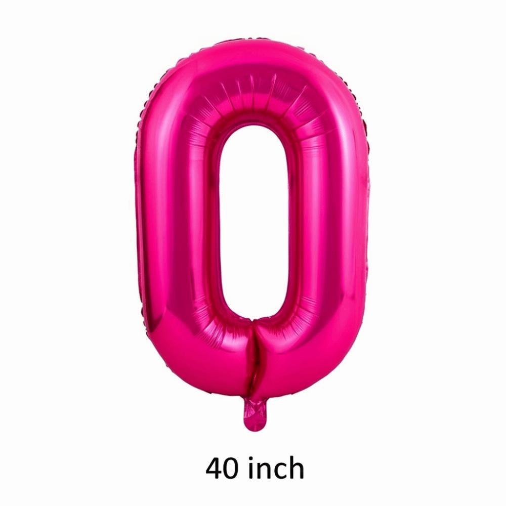 Romantic 40Inch Number Balloons 0-9 Pink Rose Anniversary Decoration Large Birthday Balloon Foil Balloons Girls Gift