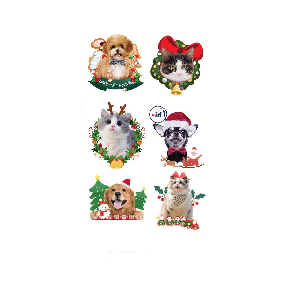 6 PC Christmas Stickers Gift Pet Dog DIY Decoration Guitar Water Cup Christmas Stickers