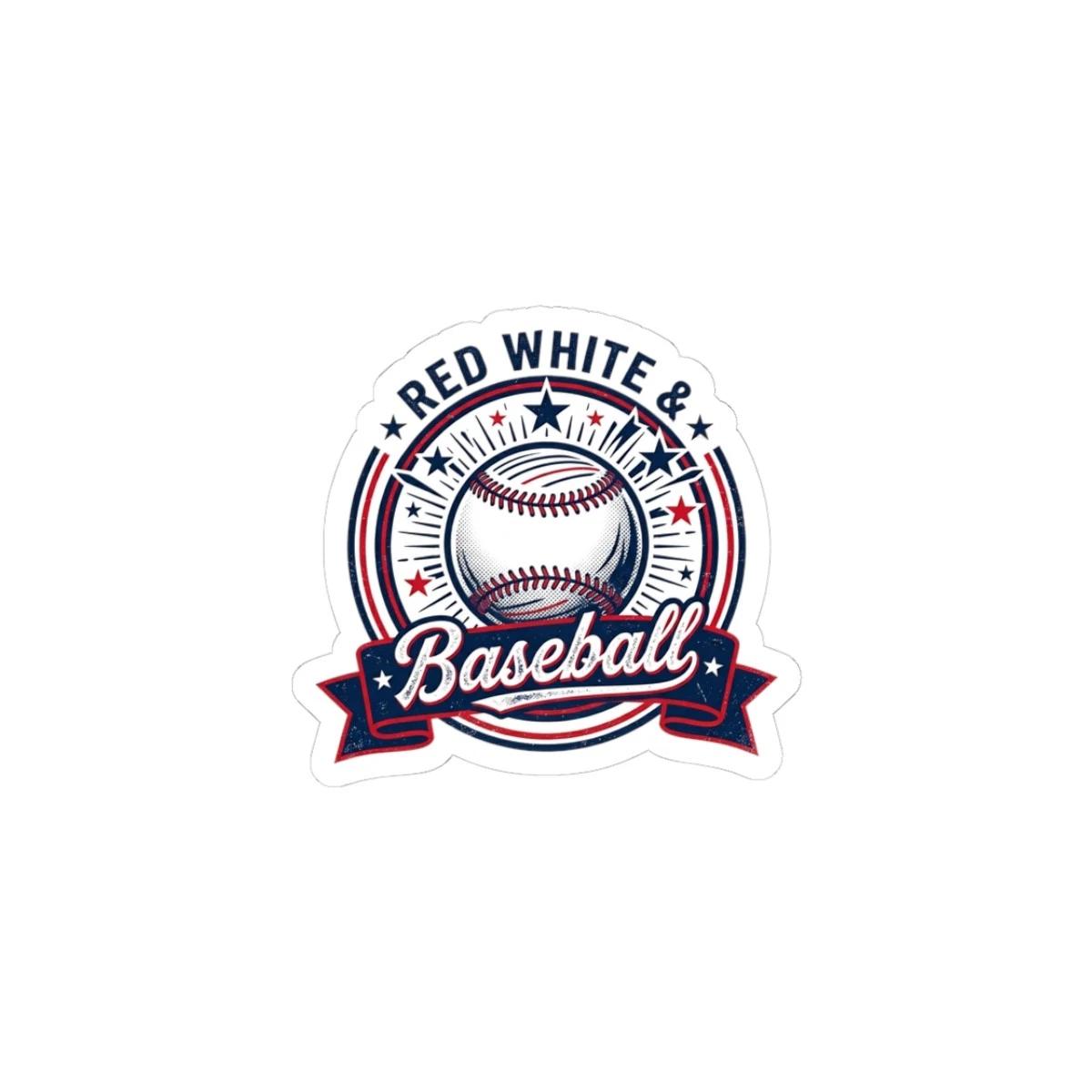 Red White & Baseball Kiss-Cut Stickers | Patriotic Baseball Fan, Vintage [...] 4XL