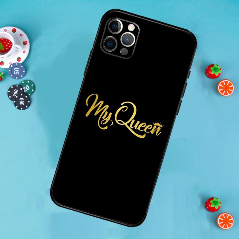 King Queen Couple Lovers Phone Case For iPhone 17 Air 13 16 15 11 12 14 Pro Max 13 12 mini 15 16 Plus 16e Cover Funda