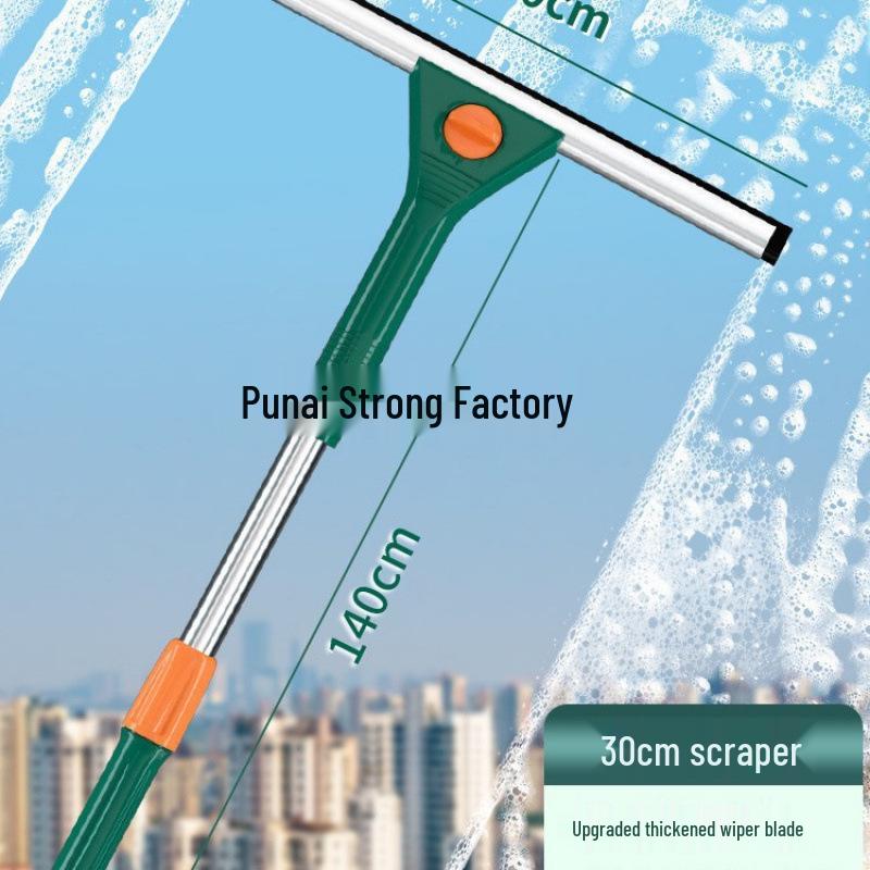 High-Rise Window Cleaning Kit: Dual-Sided Scraper and Glass Wiper