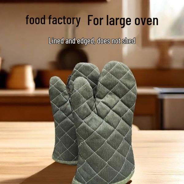 Military Green Heat-Resistant Canvas Gloves for Ovens, Microwaves, Steamers, and Baking.