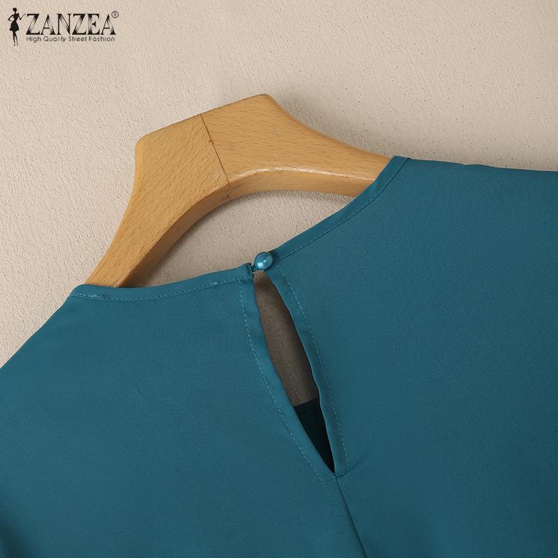 ZANZEA Women Casual Round Neck Summer Half Sleeve Blouse