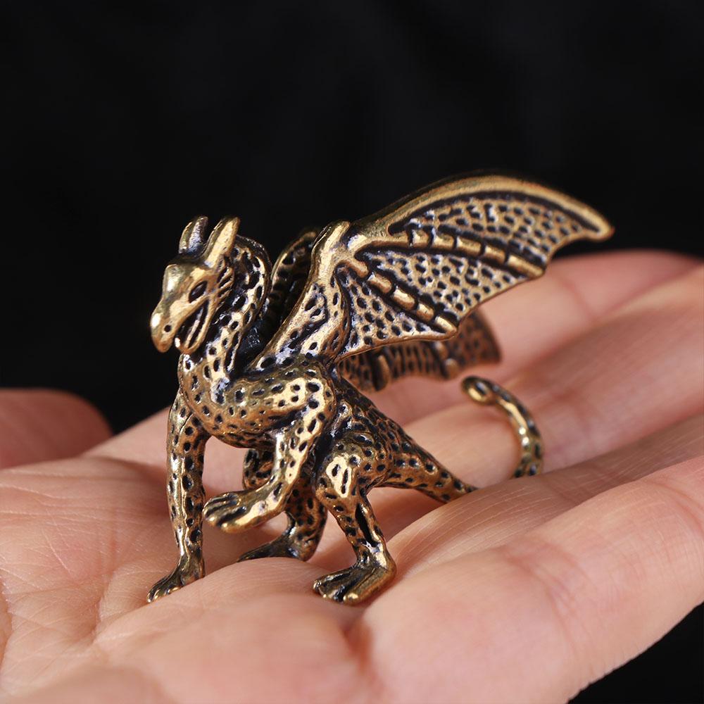Retro Pterosaur Dragon Small Statue Brass Animal Model Miniature Sculpture  Bedroom