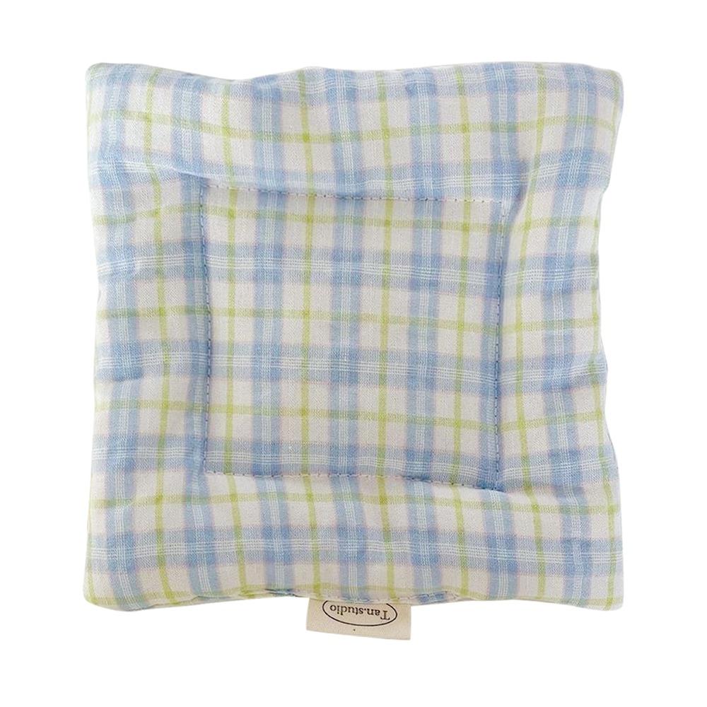 Vintage Hand Made Coaster Korean Style Checked Pattern Cotton Coaster Aesthetic Design Soft Placemats Kitchen Accessory