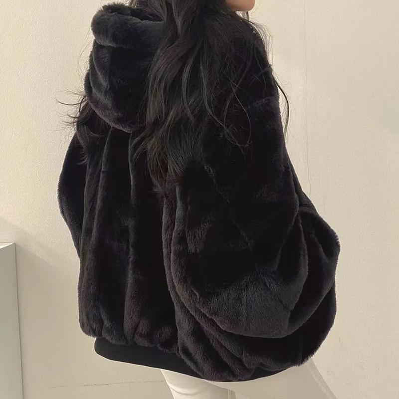 Plus Velvet Thick Women On Both Parkas Fashion Fall Winter Warm Hooded Casual Lamb Clothes Coats Solid All Match Jacket