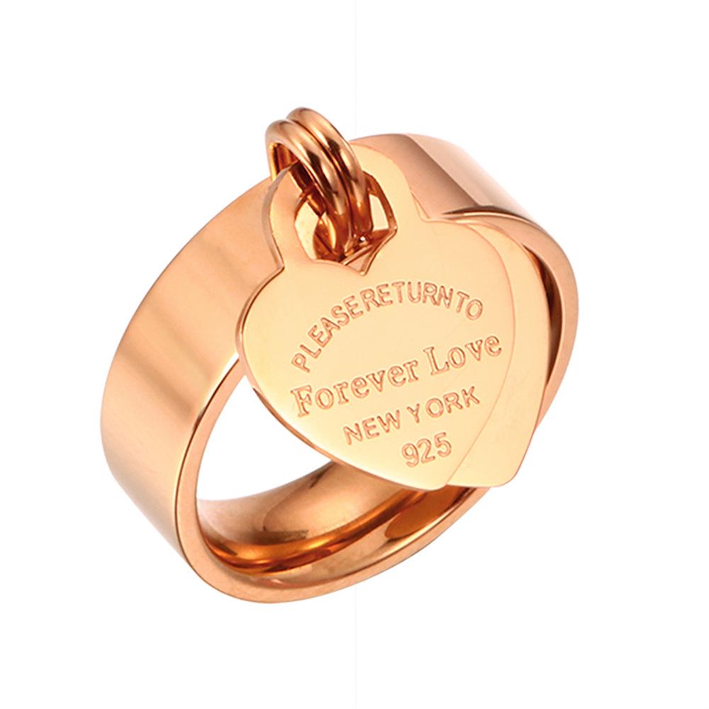 Gold-Plated Stainless Steel Heart Ring with Engraving