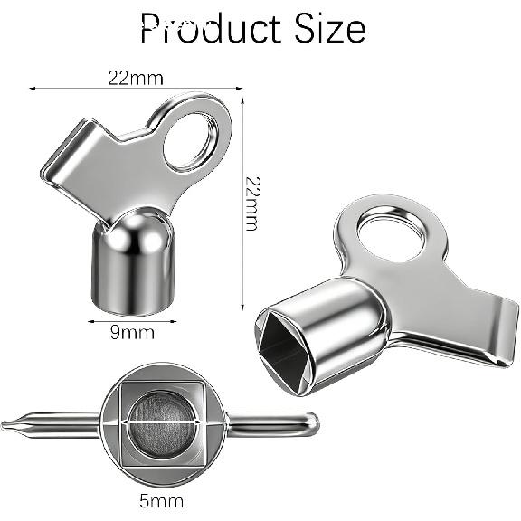 10 Pcs Radiator Keys for Bleeding Old Home, Metal Copper Alloy Radiator Bleed Key, Gas Key Hot Water Flush Plumbing Tool Replacement(Silver)