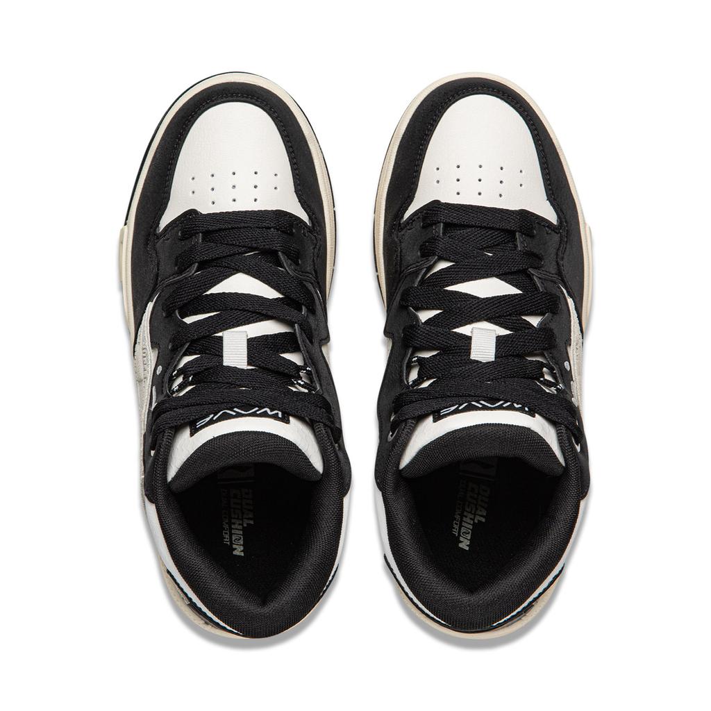 Li Ning Wave MID Thermal Abrasion Resistant Balance Lightweight Mid top Skateboard Shoes Unisex Black Champagne White AGCV265-3