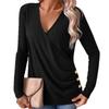 2025 Autumn Plus Size V-Neck Button Waffle Knit Women's T-Shirt