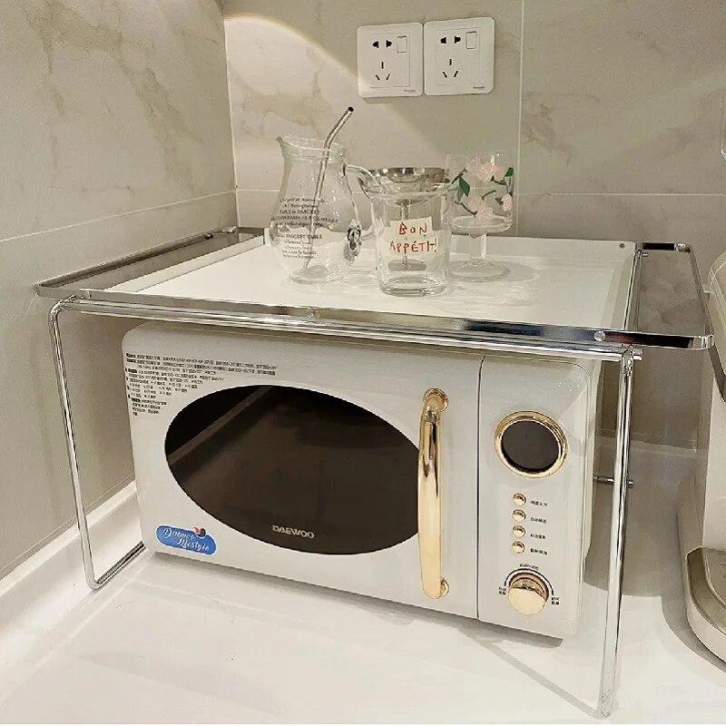 Moderne, einfache Ins-Küche, Edelstahl, Mikrowellenherd, Metallregal, Tischplatte, Ofengestell, Öl, verschleißfest, großer Raum