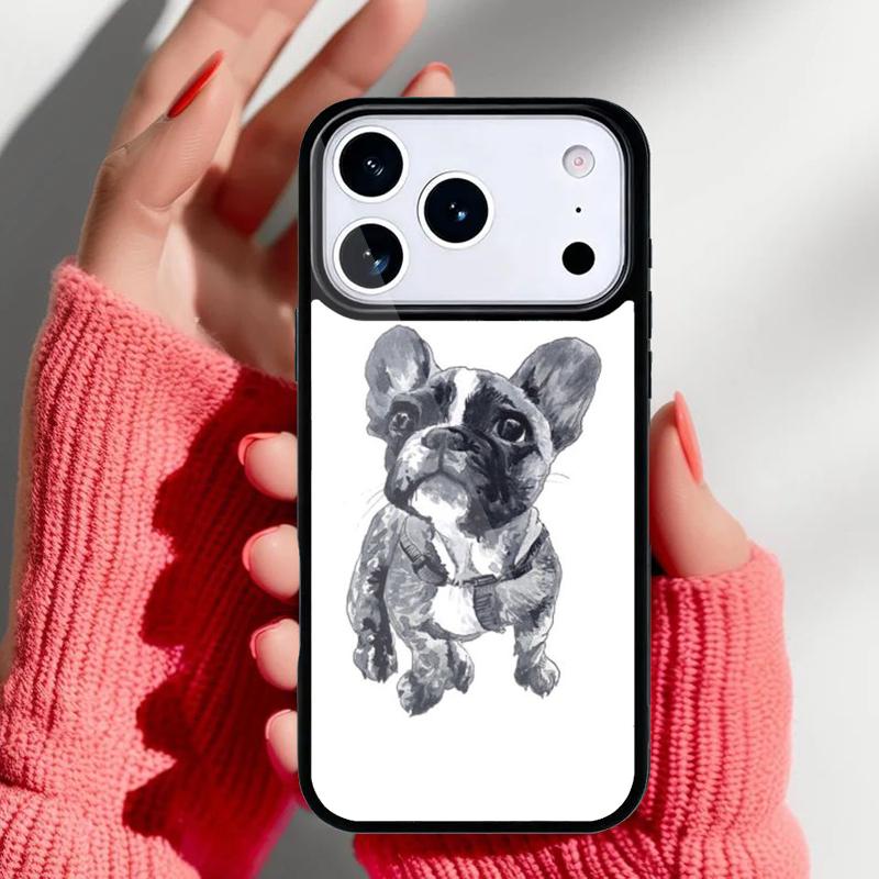 Cartoon French Bulldog Phone Case for iPhone 17 16 15 14 13 Pro Max Back Cover for 12 11 Pro Coque