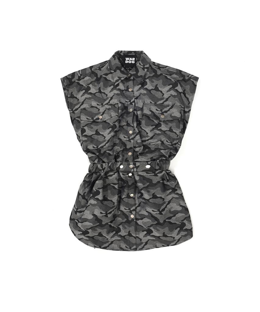Wordog Camouflage Shirt Dress Black