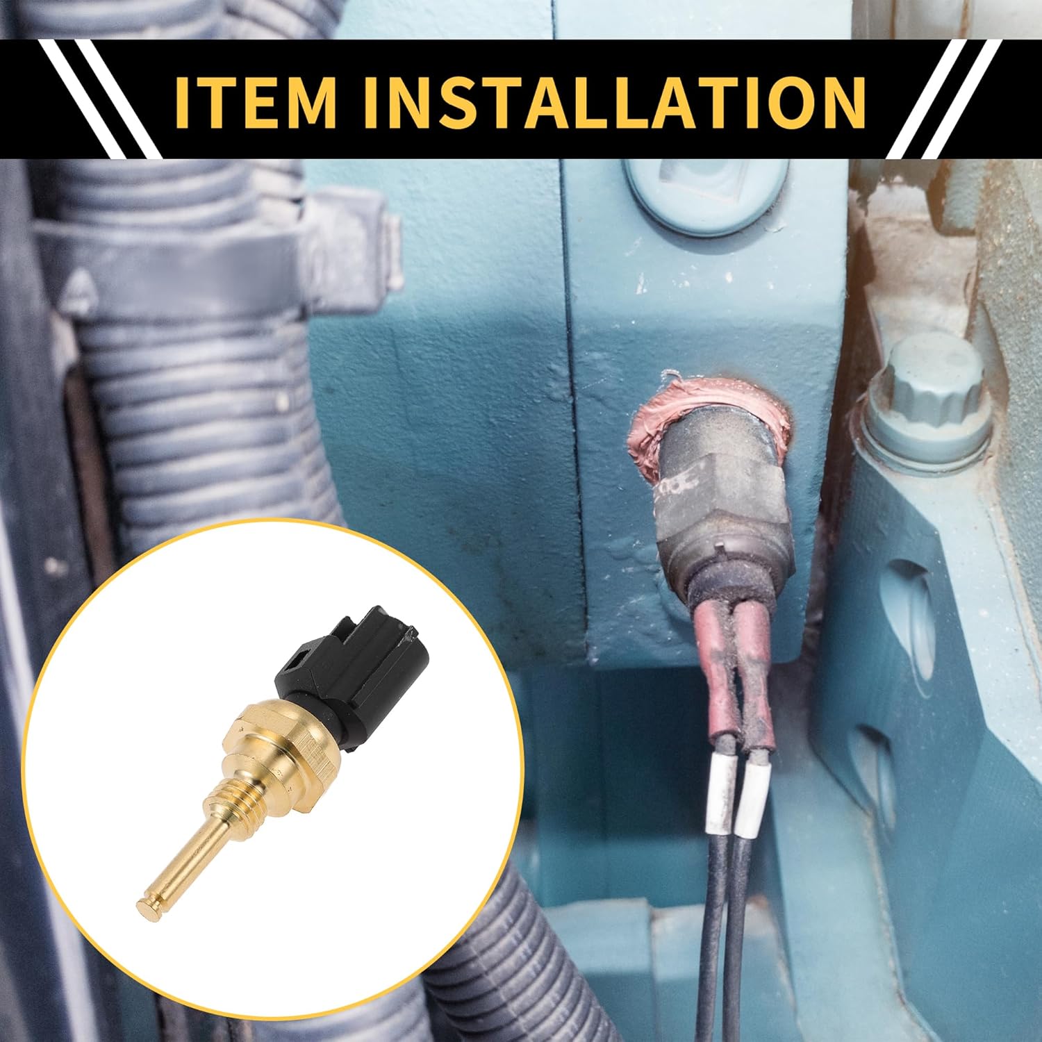 Coolant Temperature Sensor for Ford Edge 2007-2009 Water Temperature Temp Sender Sending Unit Sensor No.9L8Z6G004C Gold Tone