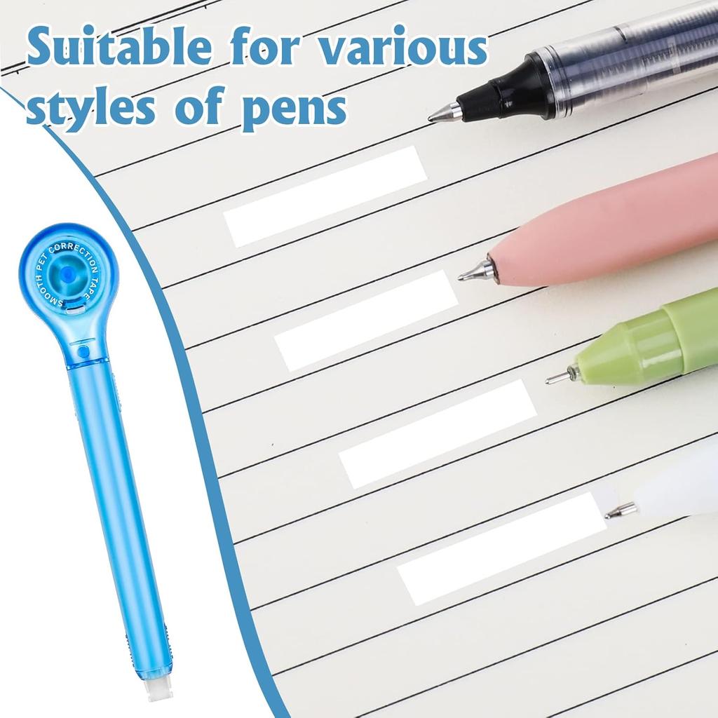 8 Pack Correction Tape Pens, 8 Color Comfortable Pen Shape Correction Pen Tape Pens Easy To Use Applicator for Tant Correction School Office