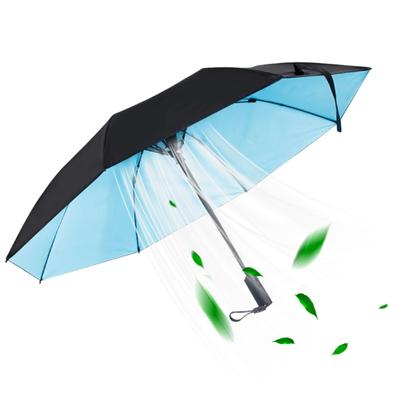 Guarda-chuva dobrável com ventilador USB recarregável proteção solar UV guarda-chuva triplo portátil