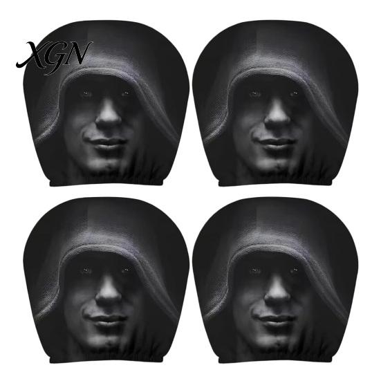 Funny Car Prank Gifts 4 Pcs Halloween Headrest Covers, Creepy Ghost Face Seat Easy Install Covers Protector, Universal Auto Decor for SUV Truck,