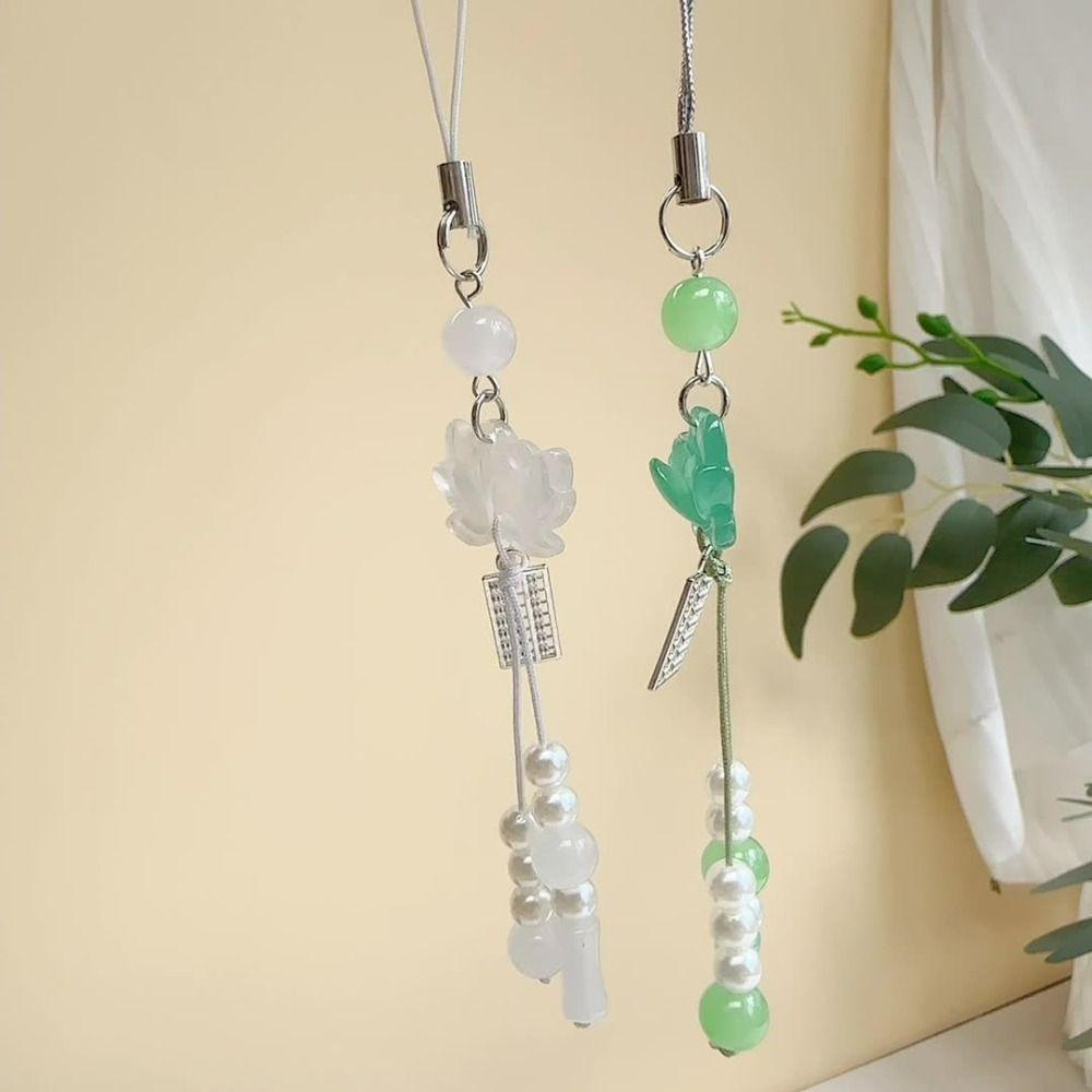 Chinese Style Lotus Flower Pendant Handmade Camera Chain Elegant Phone Chain