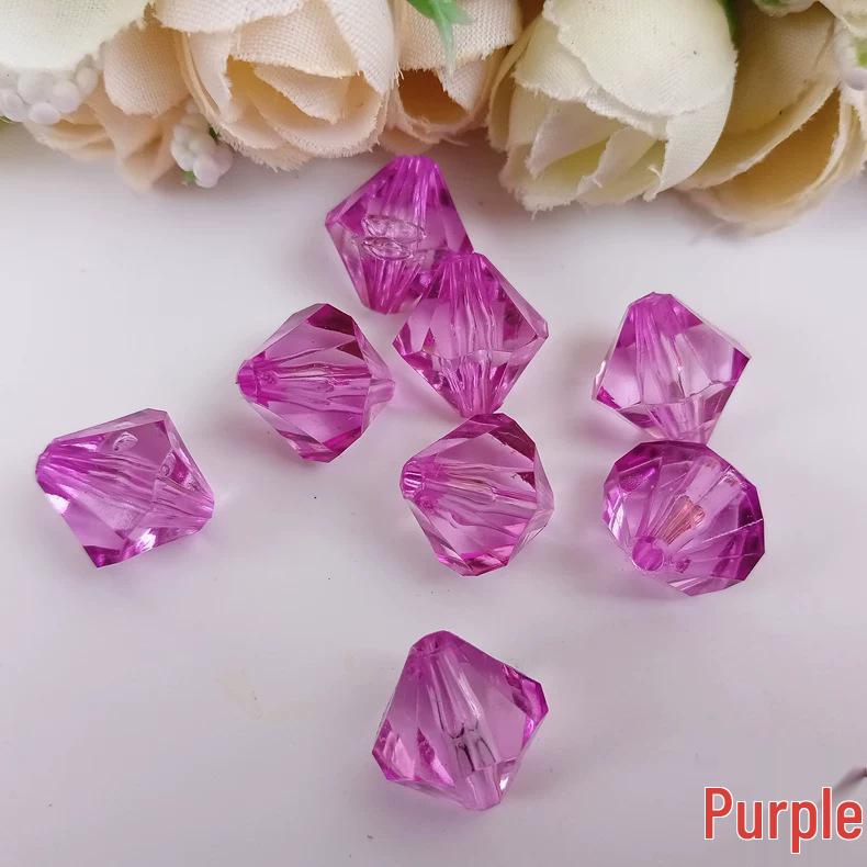 Acrylic Transparent 14mm Double-Pointed Rhombus Imitation Crystal Beads for DIY Jewelry Accessories and Colored Door Curtains