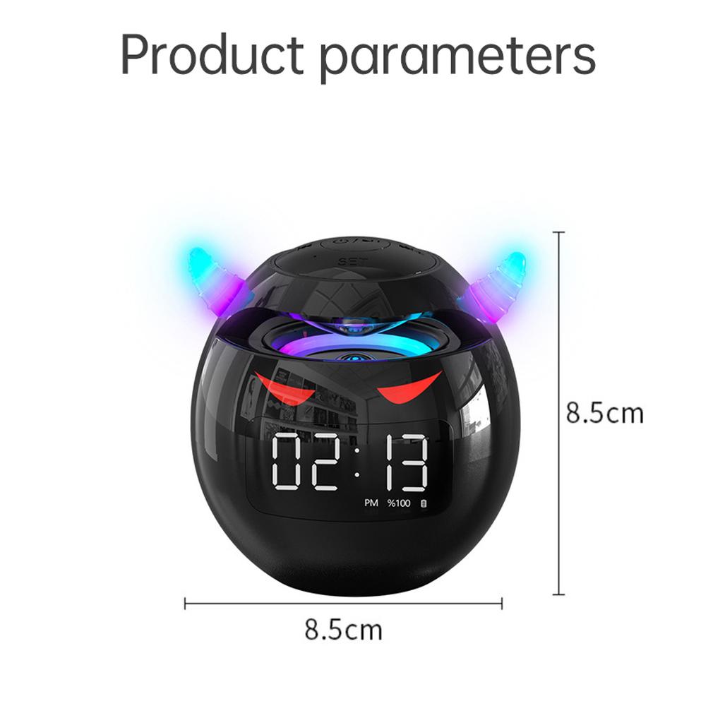 Bluetooth Speaker Audio with LED Digital Alarm Clock Music Player Wireless Ball Shape Clock Speaker Little Devil Speaker Dual Alarm Clock