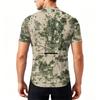 Herren Kurzarm Radtrikot Atmungsaktiv Schnelltrocknend Rundhalsausschnitt Reißverschluss Vorne Leichtes Sportshirt für Outdoor-Fahrten