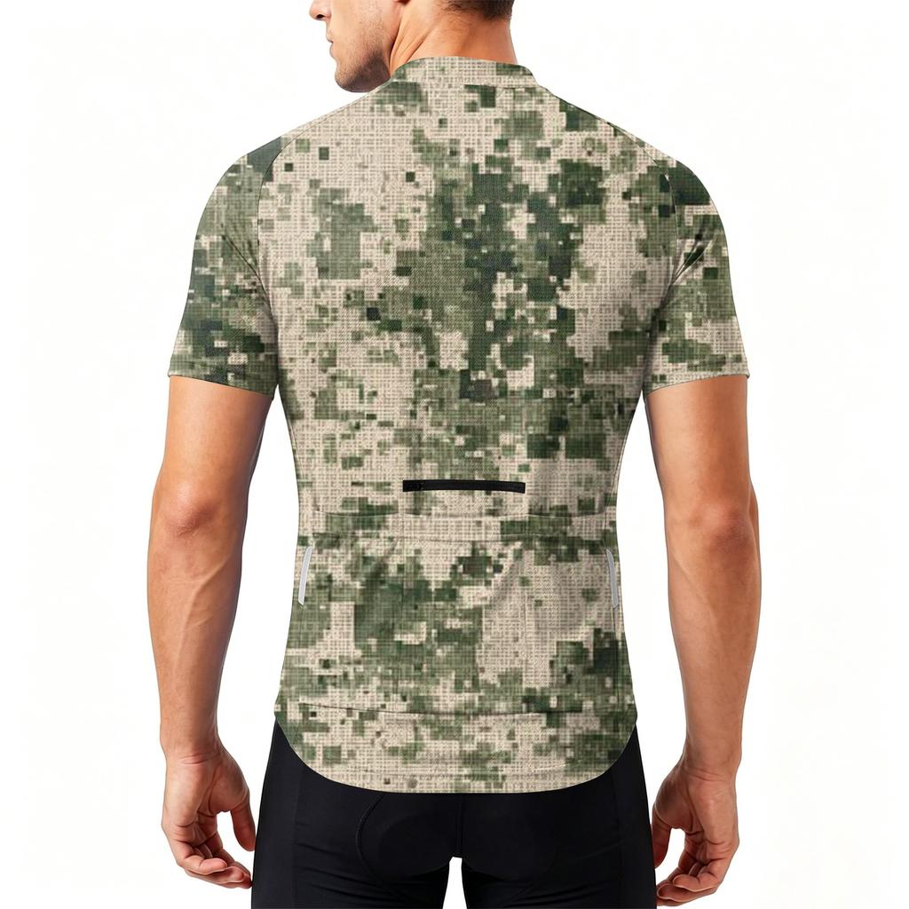 Herren Kurzarm Radtrikot Atmungsaktiv Schnelltrocknend Rundhalsausschnitt Reißverschluss Vorne Leichtes Sportshirt für Outdoor-Fahrten