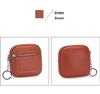 Women's Genuine Leather Mini Coin Purse with Zipper - Compact Storage for Driver's License, Lipstick, and Earphones.