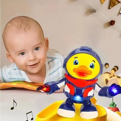 Dětská vesmírná kachna astronaut hudba světlo elektrický zvuk a světlo tančící robot chodící houpající se interaktivní hračka dárek pro miminko