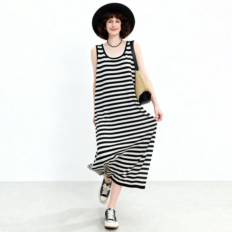 ENC Black and White Striped Tank Dress