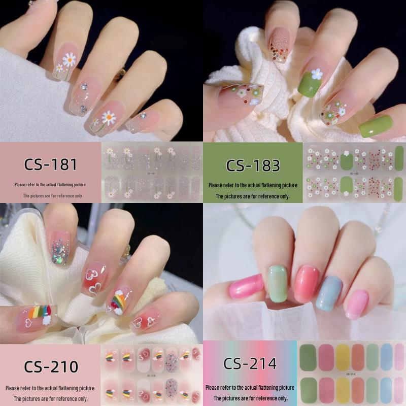 Waterproof Long-Lasting No-Bake 3D Gel Nail Stickers - Removable & Wearable Full-Cover Nail Polish Patches for Women