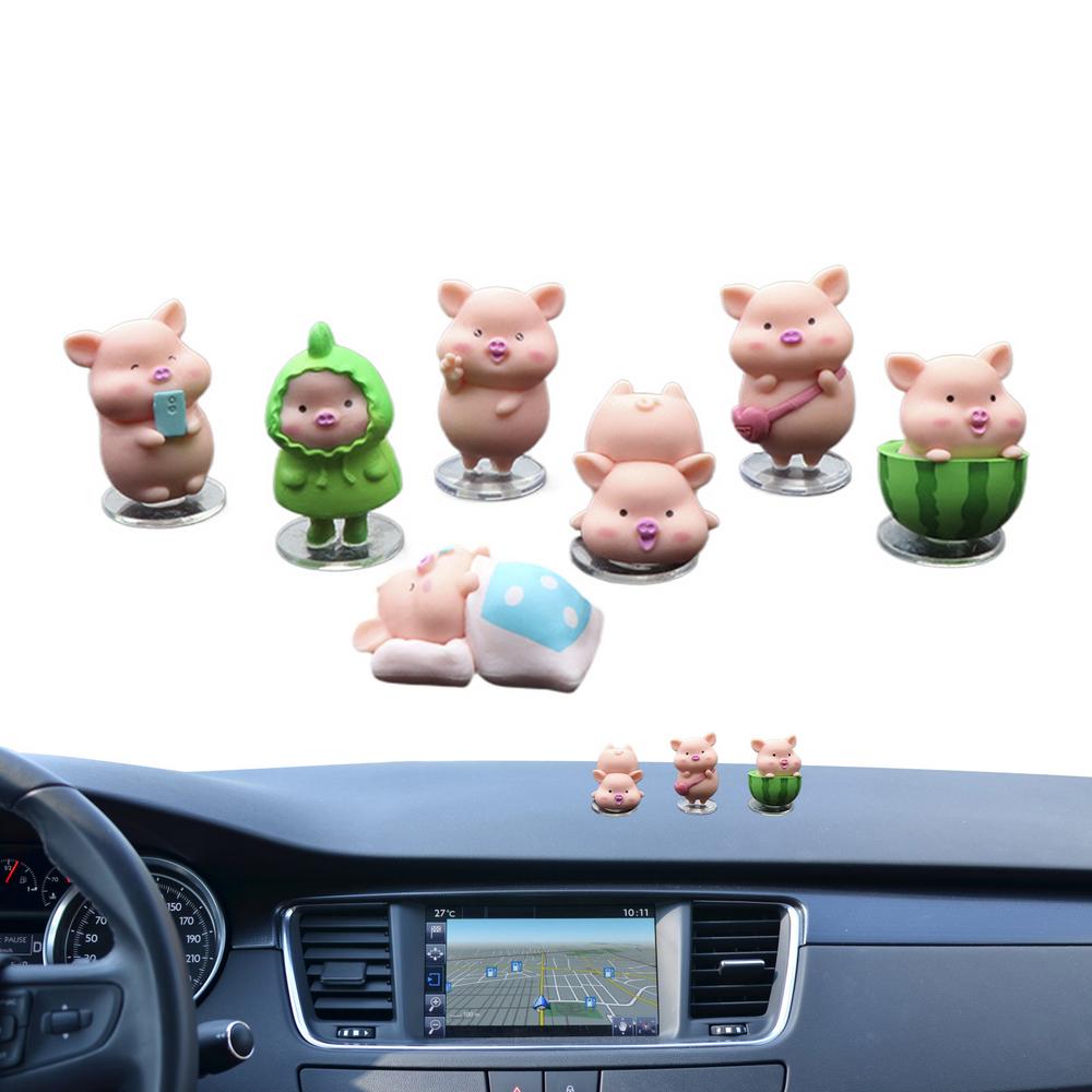 

Car Dashboard Pig Accessories Decorate 7PCS Exquisite Mini Resin Doll Ornament Auto Interior Cute Gift Decorations