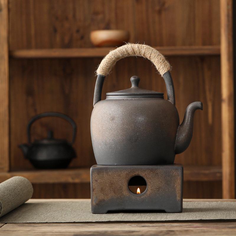 

Japanese-style coarse pottery teapot single pot household candle tea maker warm tea stove retro ceramic large-capacity beam kettle