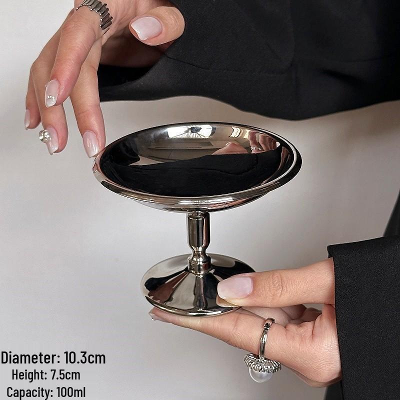 European Stainless Steel High-Foot Dessert Cup for Ice Cream and Pudding