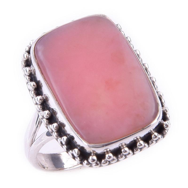 Natural Pink Opal Gemstone Handmade 925 Solid Sterling Silver Ring Size 7 R0h18