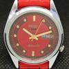 Generalüberholte Vintage-Armbanduhr „SEIKO 5“ aus Japan, Automatik, D/D, Rot, 593a-a311236-9